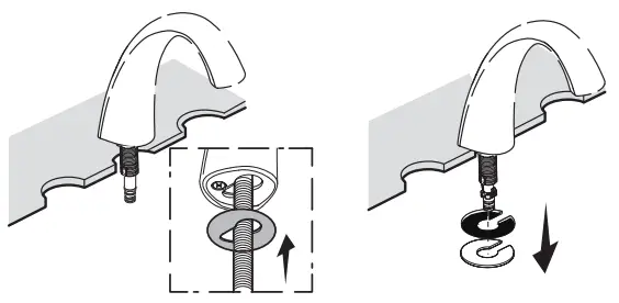 THE HOME DEPOT BTC28054MB 4 Inch Centerset Double Handle High Arc Bathroom Sink Faucet - mounting