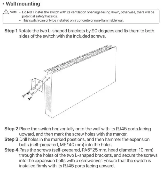 Tenda TEG1050F 480GE 2SFP Ethernet Switch Installation Guide - Rotae two l shaped