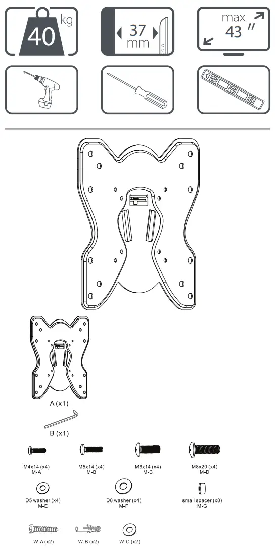 Total Control WM 1411 Wall Mount Flat - Tools