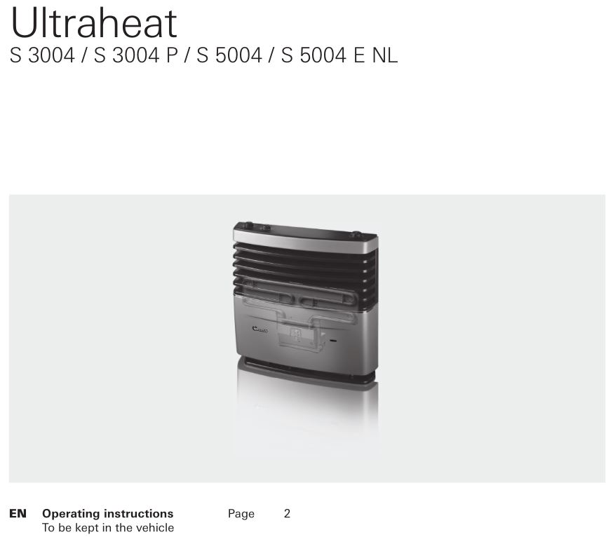 Truma Ultraheat S 3004, S 3004 P, S 5004 and S 5004 E NL User Manual