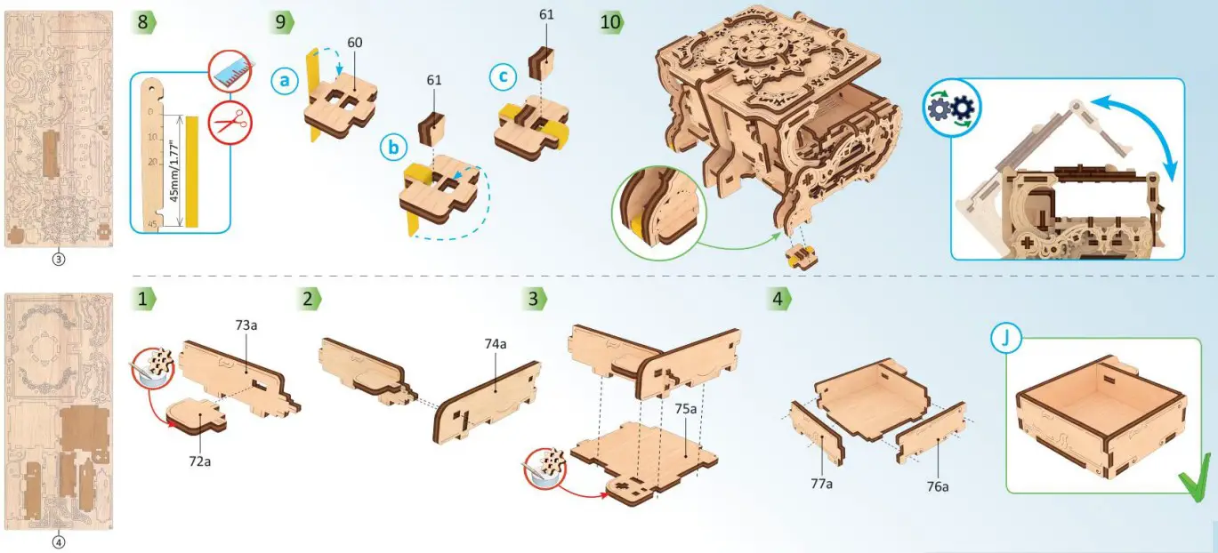 UGEARS 70089 3D DIY Wooden Puzzle Box - parts19
