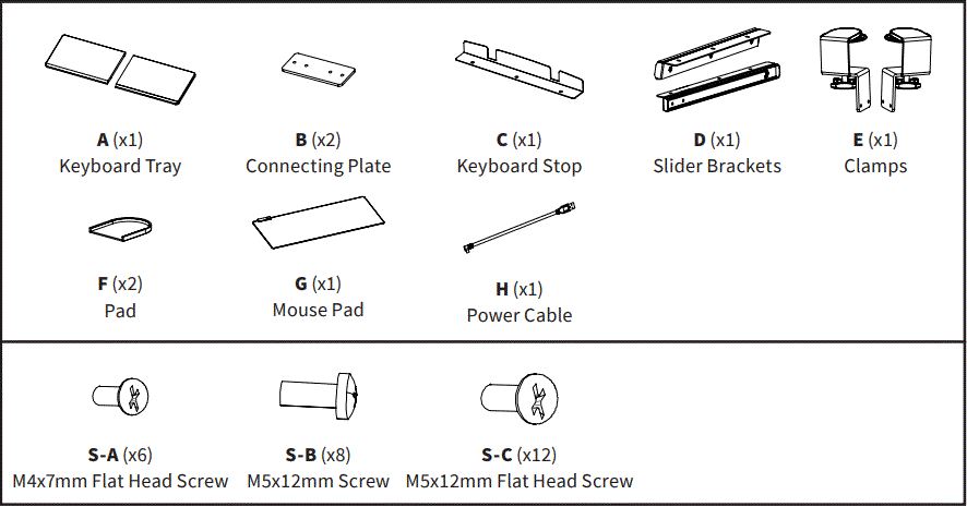 V I V O-MOUNT-KB05P-Clamp-on-Keyboard-Tray-with-RGB-Pad-fig-2