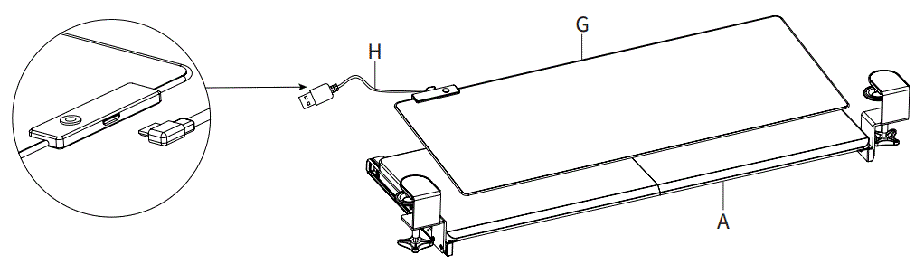 V I V O-MOUNT-KB05P-Clamp-on-Keyboard-Tray-with-RGB-Pad-fig-8