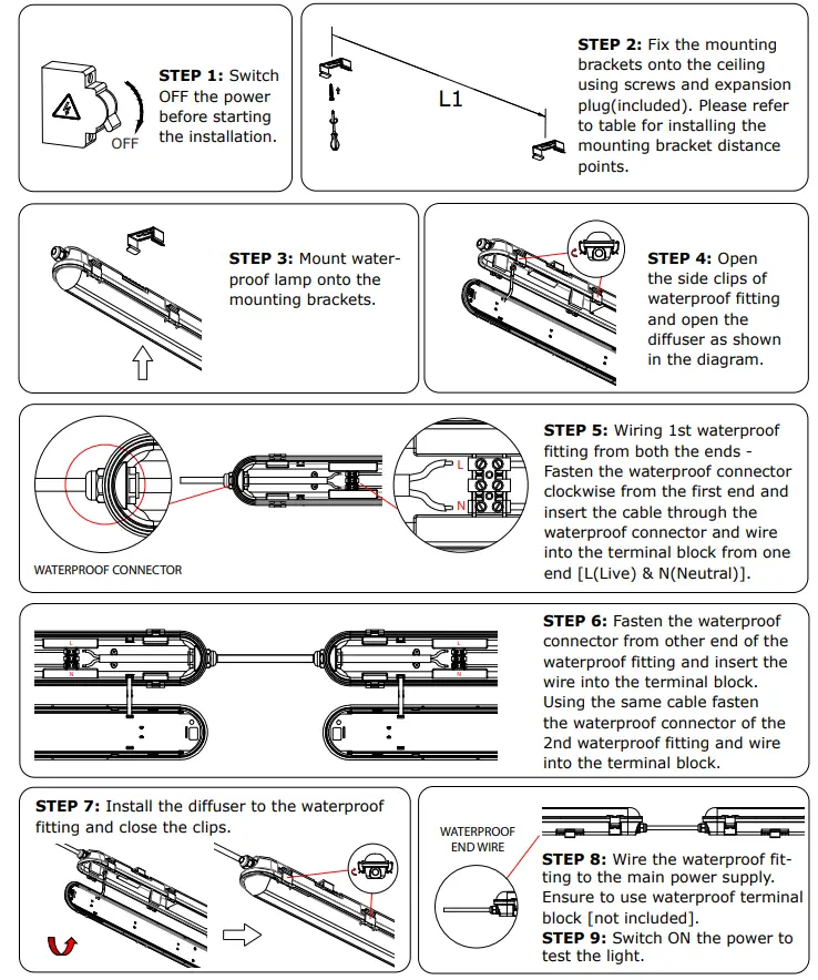 V-TAC 80133970 LED Waterproof Fittings - INSTALLATION 2