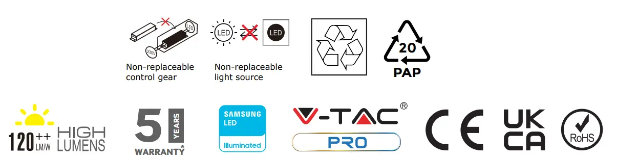 V-TAC 80133970 LED Waterproof Fittings - ce