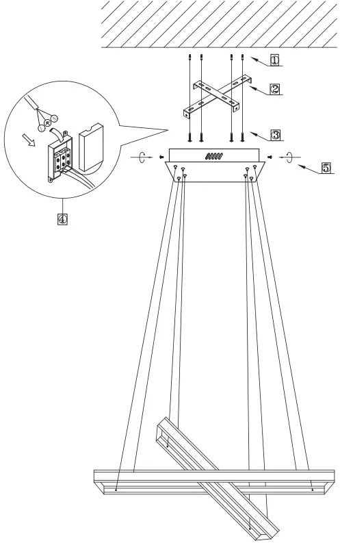 V TAC VT 101 2D 113W Soft Light Chandelier - INSTALLATION DIAGRAM