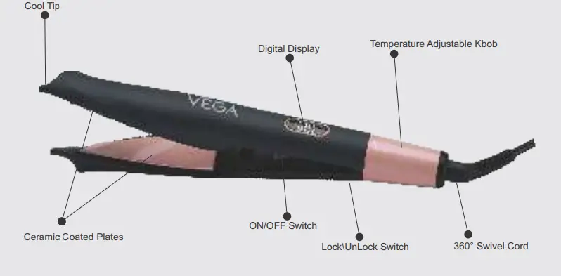VEGA VHSC-05 Glam Up 2 In 1 Hair Styler - parts 1