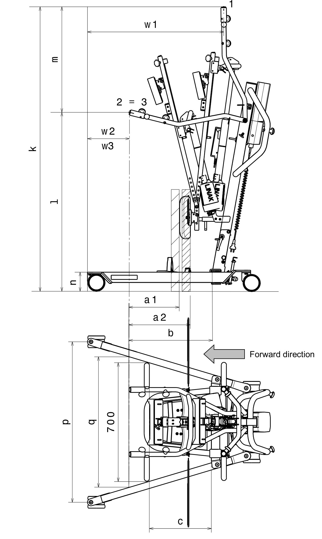 VERMEIREN Albatros II Electric Stander with Harness - Technical specifications