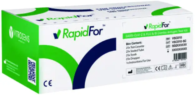 VITROSENS VSCD10 SC RapidFor SARS CoV 2 and FLU A B Combo Antigen Test Kit