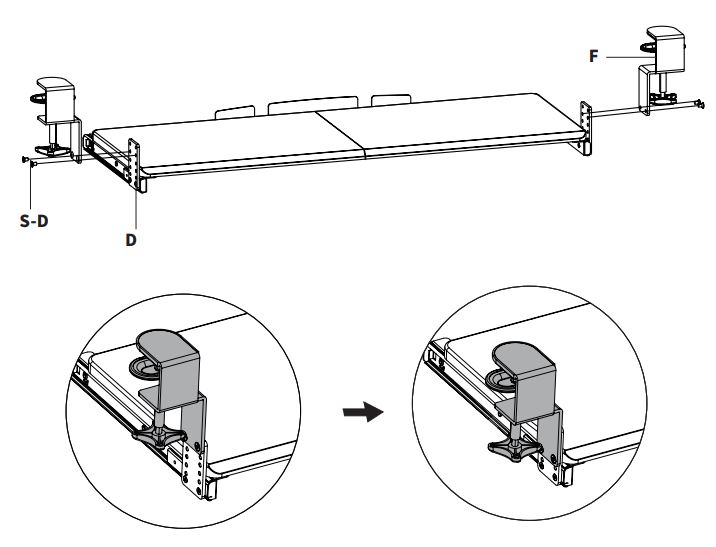 VIVO-MOUNT-KB05GP-W-Clamp-On-Height-Adjustable-Keyboard-Tray-with-RGB-Pad-fig-10