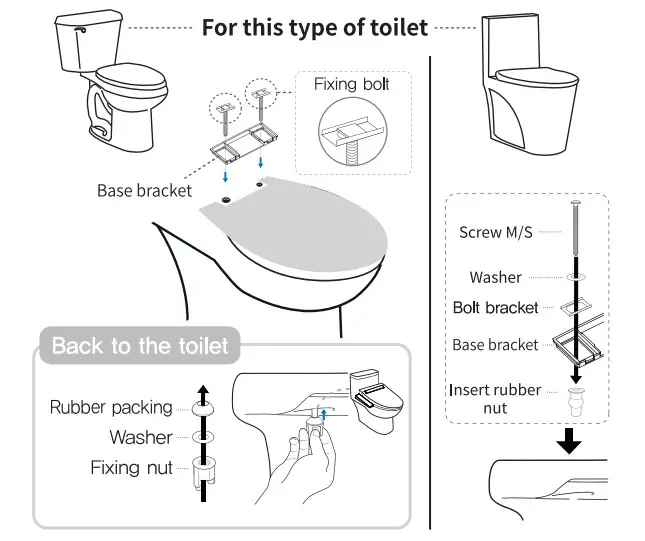 VOVO VB-4000N Plastic White Elongated Soft Close Heated Bidet Toilet Seat - Bracket