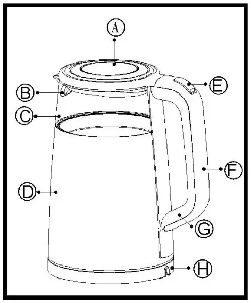 Veken HHB-008 BRUSH Electric Tea Kettle - parts