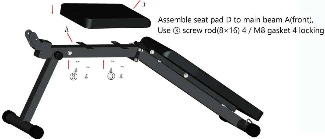 WESFITAL B09SZ346L5 Adjustable Incline Decline Workout Bench - Assembly Steps 3