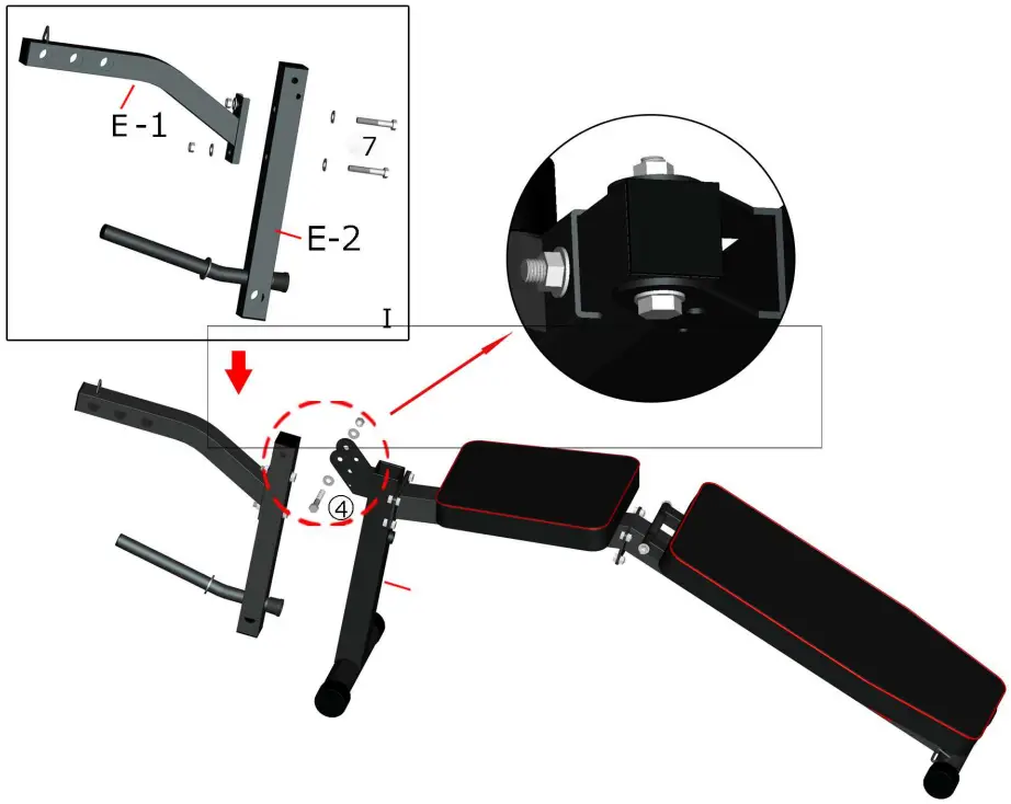 WESFITAL B09SZ346L5 Adjustable Incline Decline Workout Bench - Assembly Steps 4