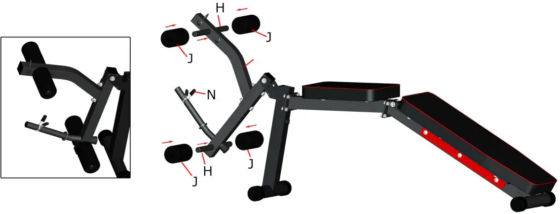 WESFITAL B09SZ346L5 Adjustable Incline Decline Workout Bench - Assembly Steps 5