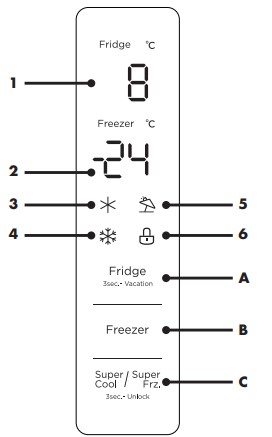 WISBERG WBKVC201AB Fridge Freezer Combination - CONTROL PANEL