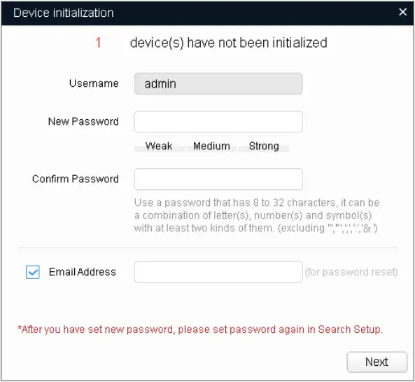 WORLD EYECAM - Password Setting Interface