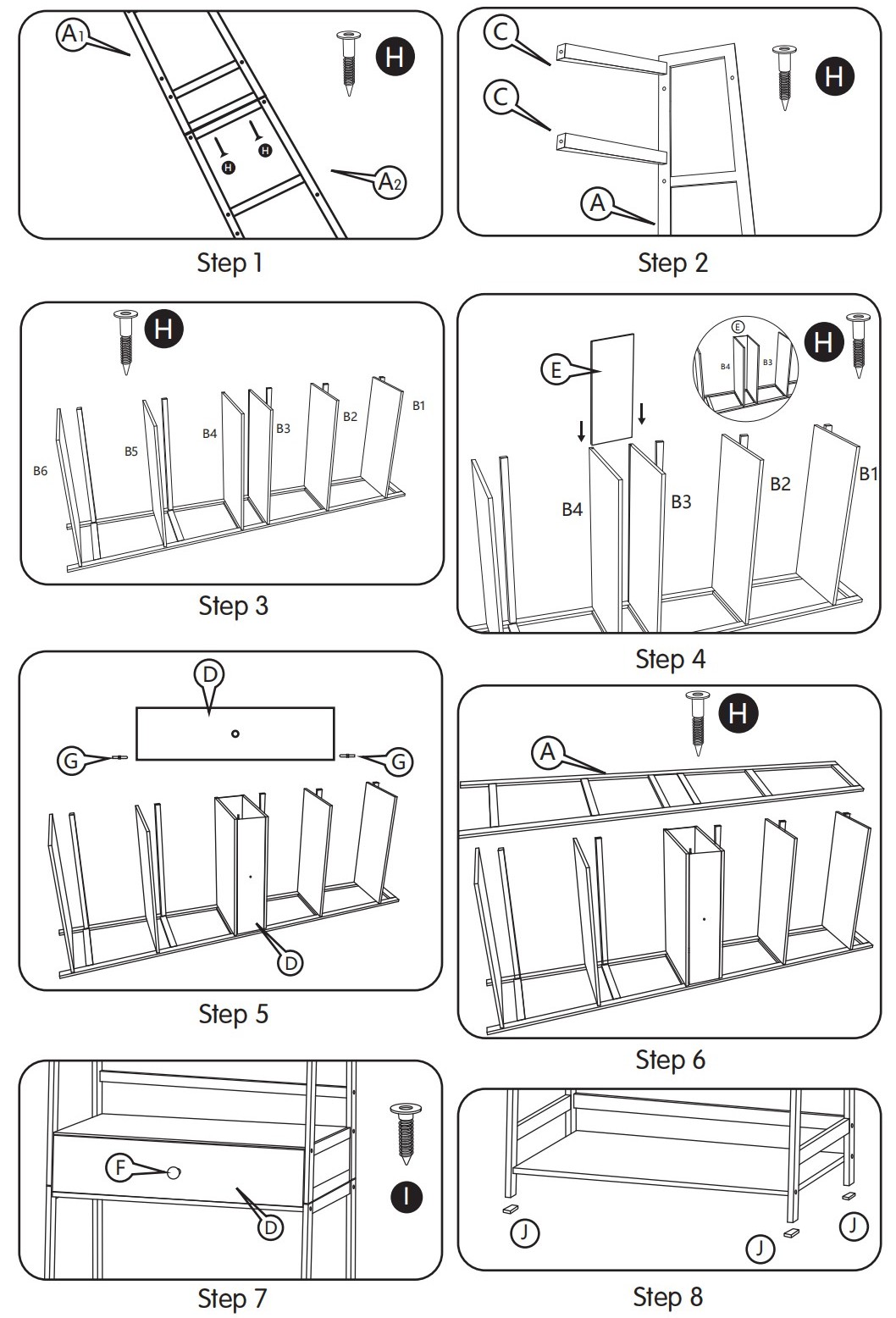 WTZ BC 239 5 Tier Tall Bookcase - overview 3