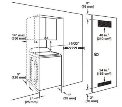 Whirlpool Top Load Washer - Recessed area or closet installation