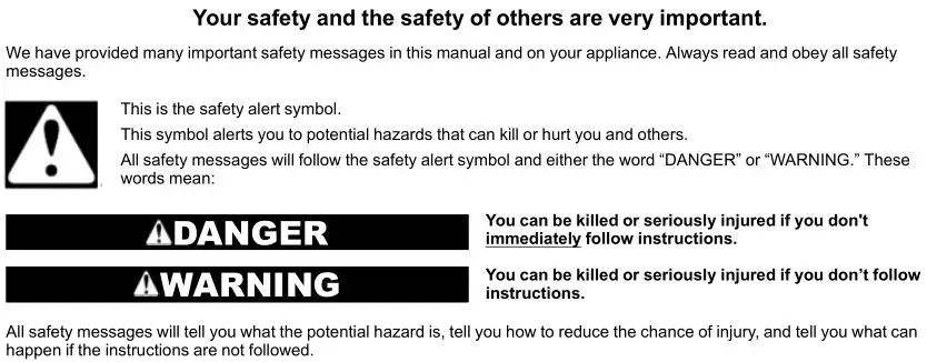 Whirlpool Top Load Washer - WASHER SAFETY