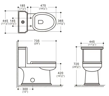 Xspracer JH22S0902C 12 Inch Rough In 1Piece 1.28 GPF Single Flush Elongated All In one Toilet  - Push Button