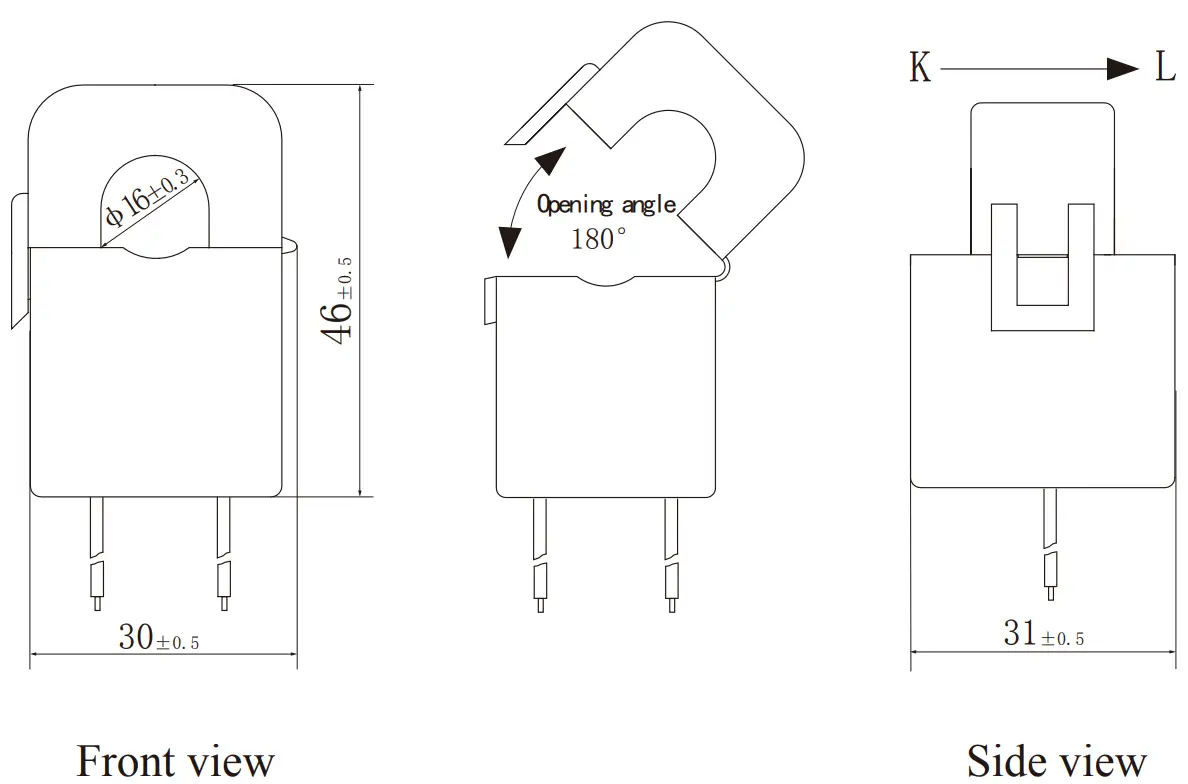 YHDC SCT016S Split Core Current Transformer - Outline