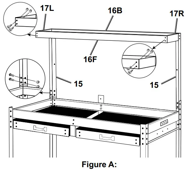 YUKON 58695 Multi Purpose Workbench with LED Light - Shelf Beams