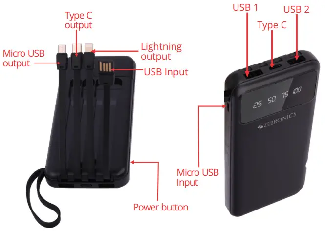 ZEBRONICS MB10000S6 ZEB Power Bank - Package contents