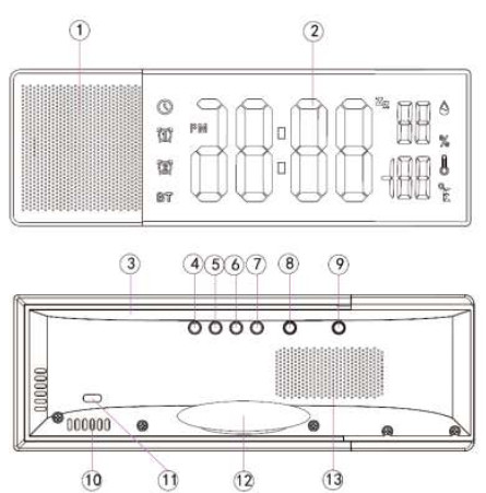 ZHENGHEXING S801 Bluetooth Alarm Cock with Temperature and Humidity - Button