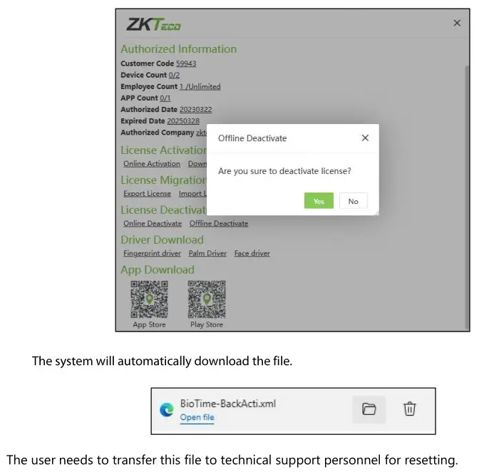 ZKTeco ZKBio Time Powerful Web-Based Time and Attendance Management Software - Offline Deactivate 2