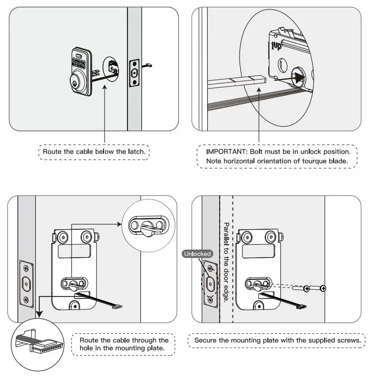 Zowill DK01 Keyless Entry Door Lock Instruction Manual - Install exterior assembly