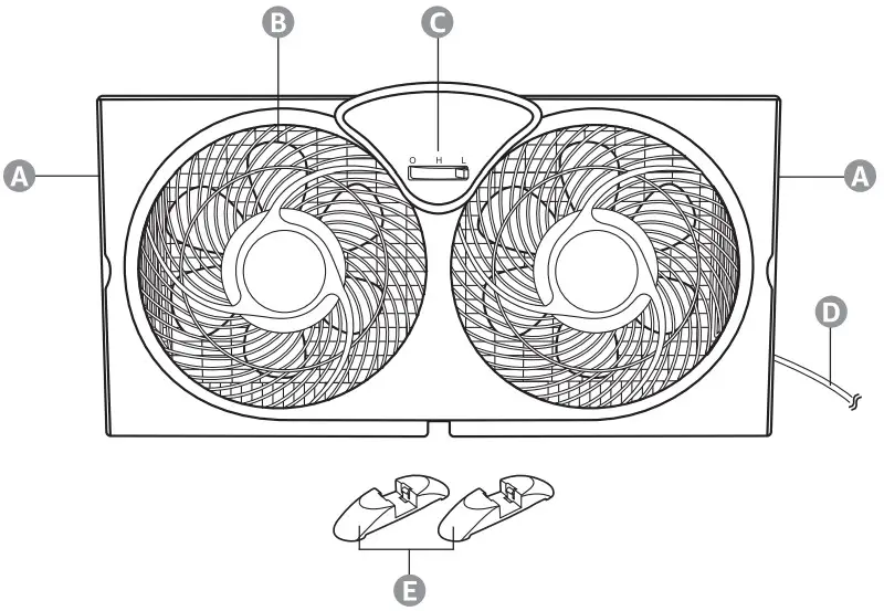 amazon basics B07YJCTXN5 Window Fan with Twin 9 Inch Blade - product description