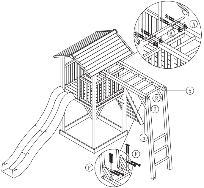 axi A025.120.XX Beach Wooden Tower Swing - ASSEMBLY 10