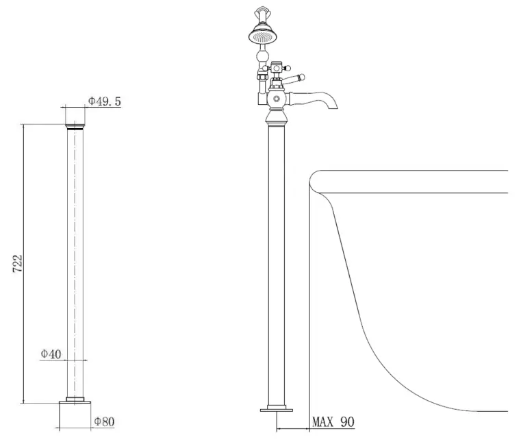 better bathrooms 27771 Stand Pipes - Dimensions