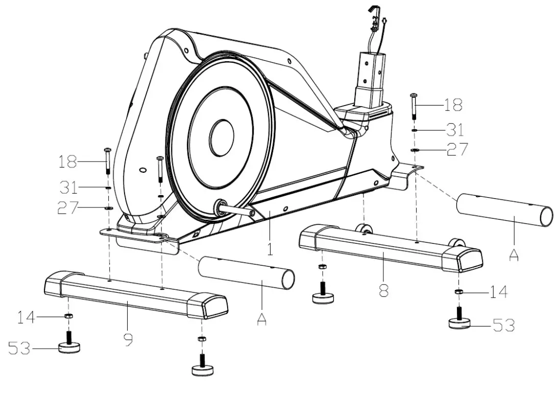 body go YK-BK8748H Magnetic Elliptical Bike - ASSEMBLY