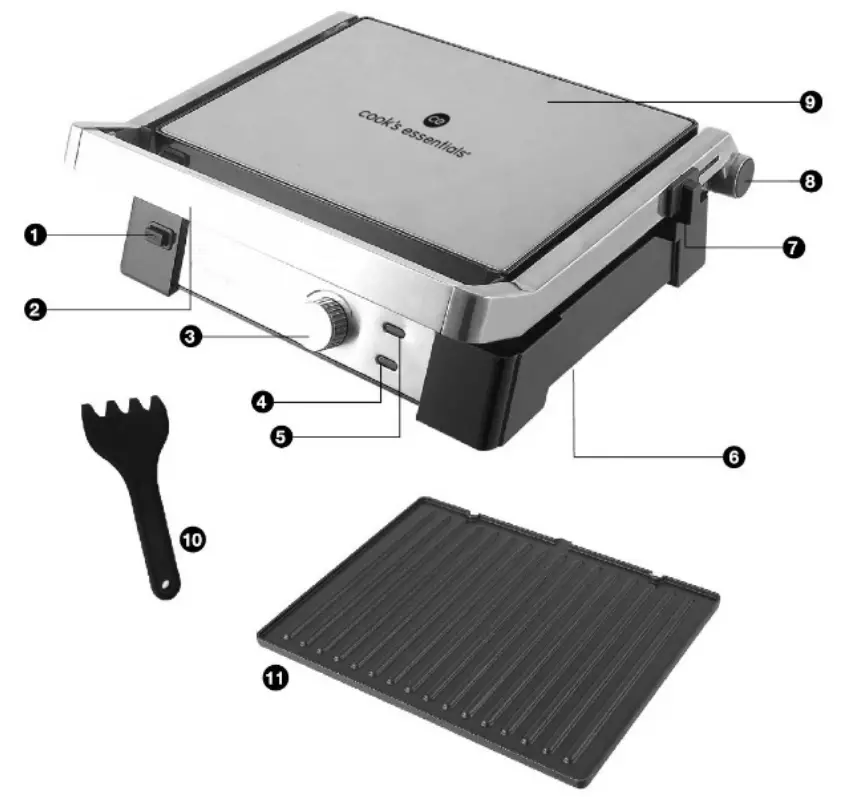 cook s essentials K64872 Contact Grill & Panini Maker - Fig