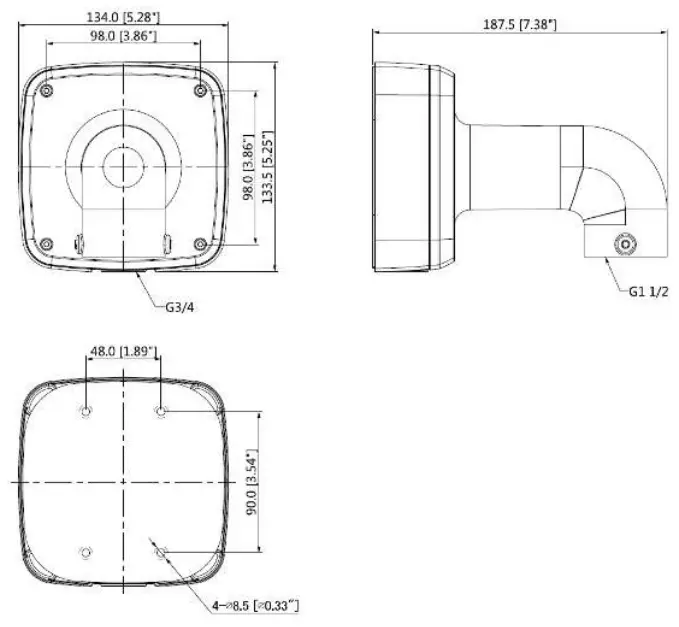 dahua-DH-PFB302S-PTZ-Wall-Mount-Bracket-FIG 1