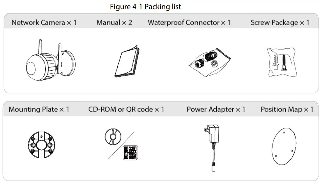 dahua IPC HFW1239DQ Bullet Network Camera - Packing list