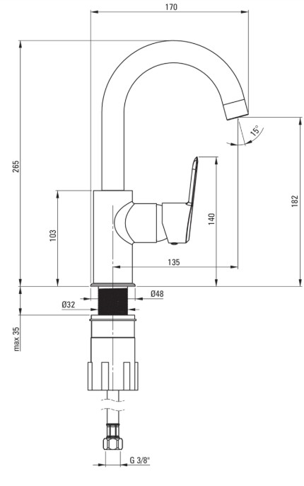 deante BQA-Z24M Arnika Washbasin Tap - body
