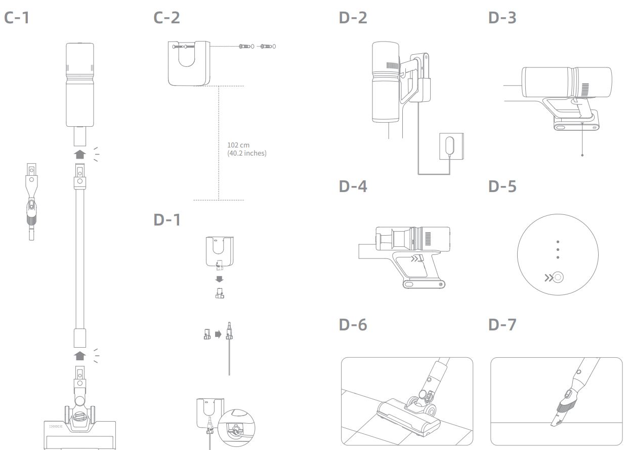 dreame U10 Cordless Stick Vacuum User Manual - Fig C,D