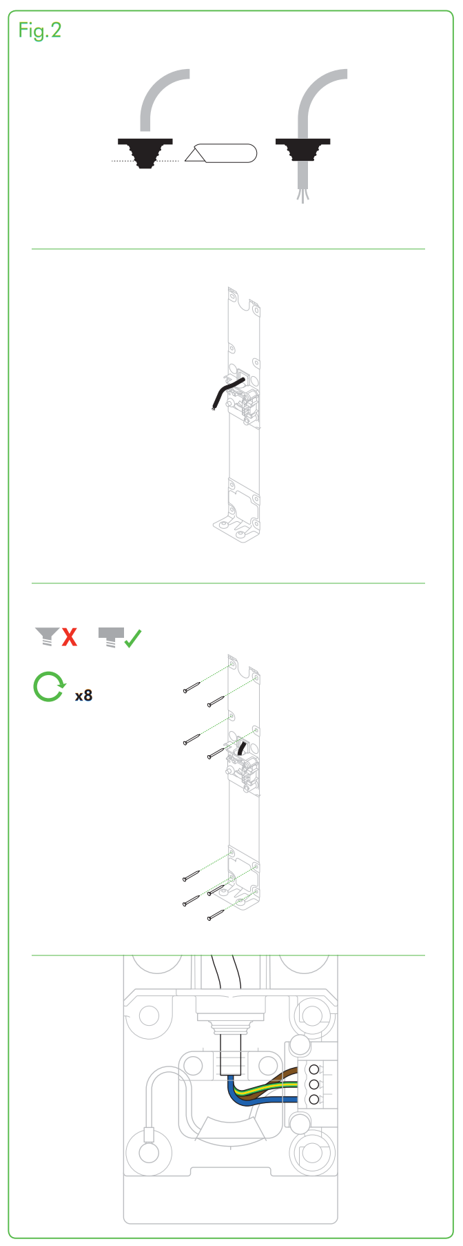 For rear cable entry installation