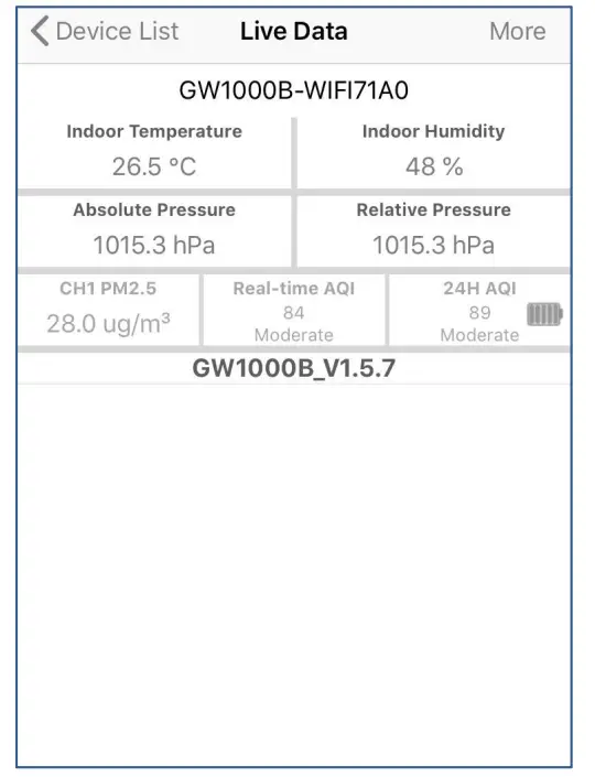 ecowitt WH43 Indoor PM2.5 Air Quality Sensor - Data