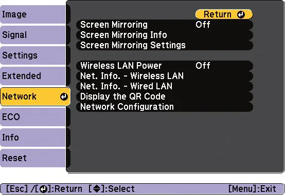 epson-powerlite-118-projector- Setting up a wired connection