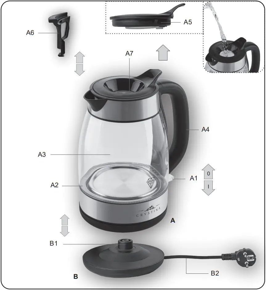 eta 5153 Crystina Electric Glass Water Kettle - Overview
