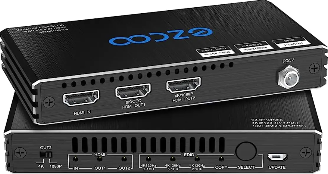 ezcoo EZ-SP12H28S 1x2 HDMI 2.1 Splitter Scaler product