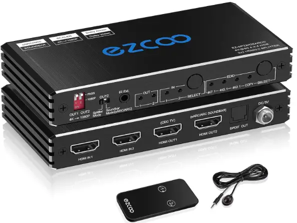 ezcoo -EZ-SP22H2EARCO -2 -In -2 -Out -HDMI -2.0 -Splitter -product image