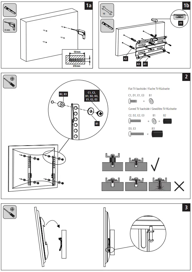 hama 00118106 FIX TV Wall Bracket - fig 1