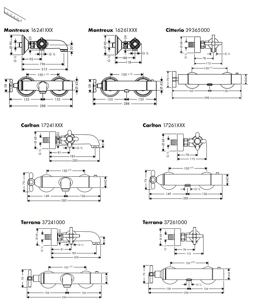 hansgrohe AXOR Montreux, Carlton, Terrano, Citterio Mixers - fig 7