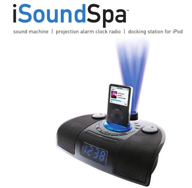 iSoundSpa Projection Alarm Clock Radio Sound Machine with Docking