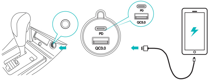 ibxShow T86 Bluetooth Car Adapter - Charging